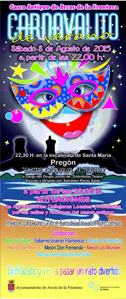 kamunray's tweet photo. ESTA NOCHE 22:00h Carnavalito de verano en Arcos de la Frontera (Cádiz): 

http://t.co/j4FBqcYEjF vía @lavidaal3x4 http://t.co/GmnD81Bnwv