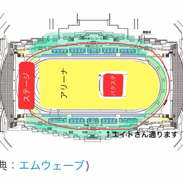 ｻｸﾗ M Waveの簡単な座席表です 参考までにどうぞ 緑がスタンドで右の緑が 東スタンドです 最後列がg列です アリーナの花道も少しエイト通ります 関ジャニ リサイタル 長野 座席表 ネタバレ注意 Mwave Http T Co Poquxypfrt