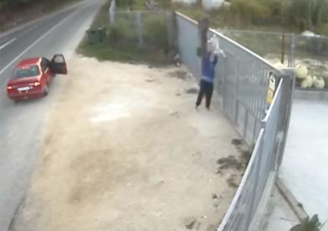 Farodevigo's tweet photo. El vídeo que indigna a las redes http://t.co/8o0jl1mVvH Lanzan a un perro a la protectora pontevedresa @OsPalleiros http://t.co/4mZhg65lE5