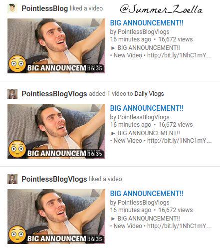 Barbie_Zoella's tweet photo. Why is @PointlessBlog liking his own video's? http://t.co/y7r5igNKpI