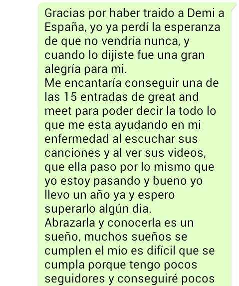 cyrusmxnds's tweet photo. Gracias por traer a Demi a España, los sueños se hacen realidad @CocaCola_es @Tony__Aguilar  #CCMELovers #CCME2015 http://t.co/RU8x1ATgcN