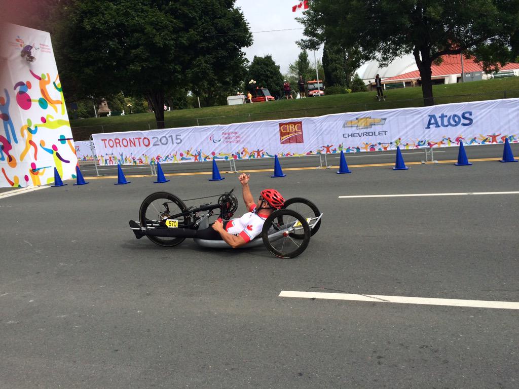 CDNParalympics's tweet photo. #TeamCanad's cycling team does it again with Mark Ledo taking the GOLD in men's road race H3-5. #PARATOUGH http://t.co/IFUxfRzuaa