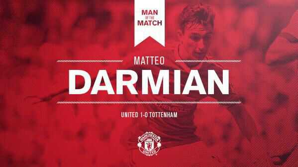 unitedarmyfc's tweet photo. Our new lad, Matteo Darmian, voted as Man of The Match v Spurs. http://t.co/DfPFedJOi4