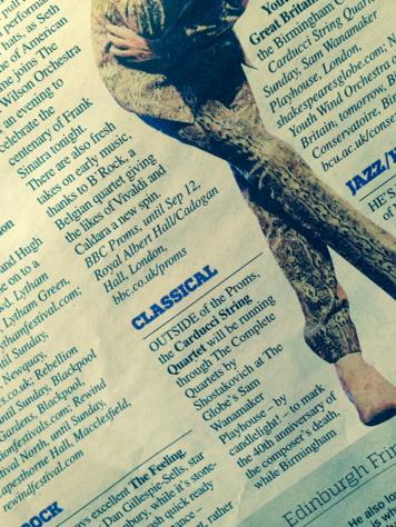 CLBManagement's tweet image. Nice mention of @CarducciQuartet in today's metro! #Shostakovich @Shos15quartets