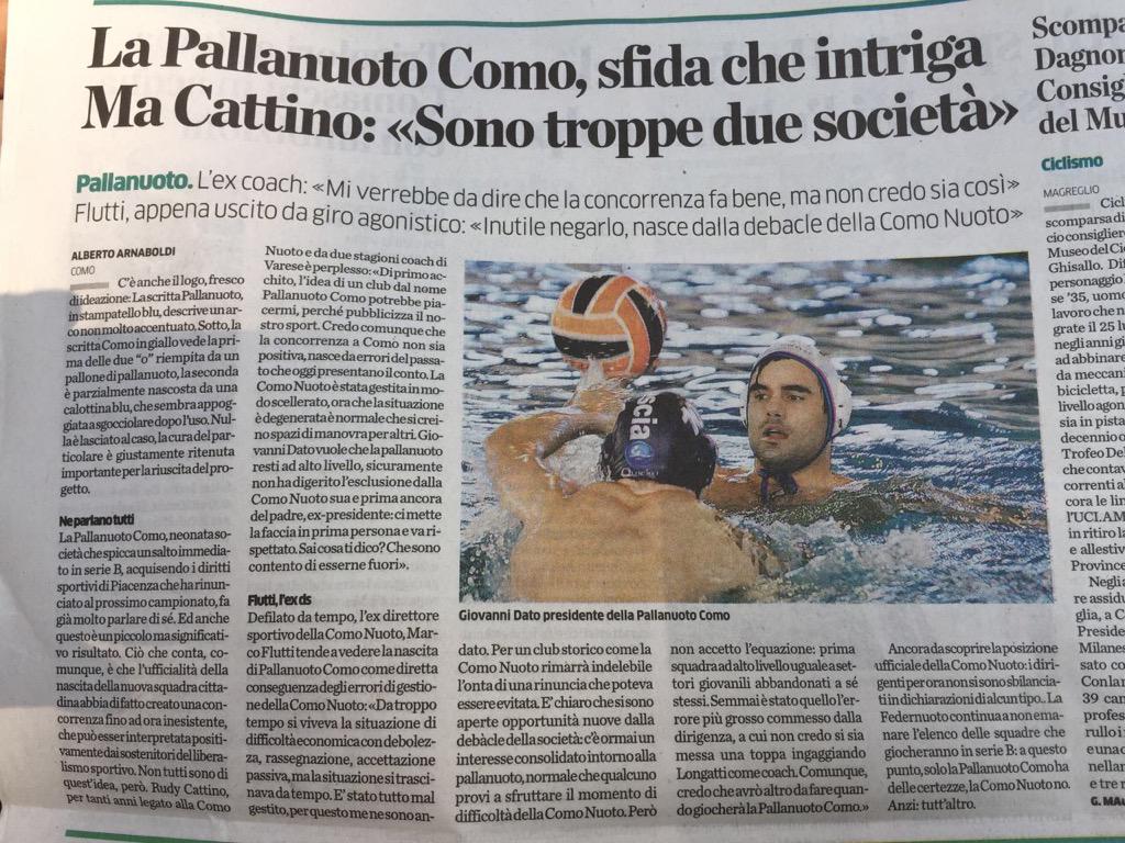 PallanuotoComo's tweet photo. Un altro articolo de @laprovinciadico parla di noi #Press #Pallanuoto #Como #LakeComo #Waterpolo #Sport http://t.co/YodWE2EQqA