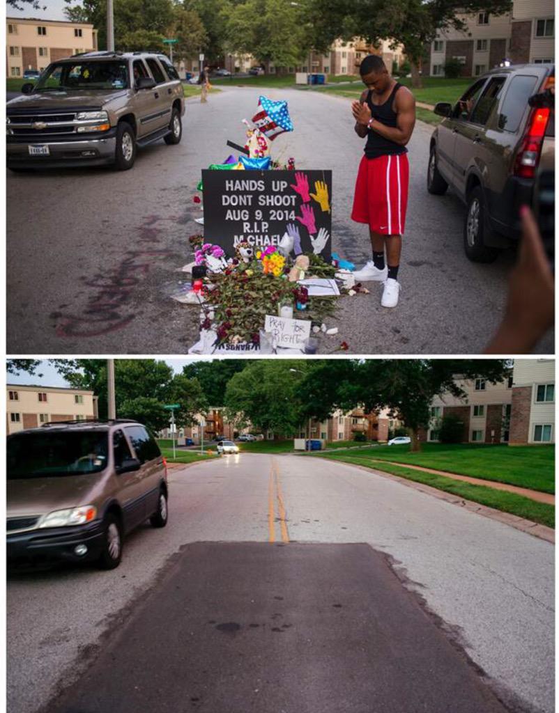 MrDavidJohns's tweet photo. #Ferguson one year later. Never forget. #RestInLove #MikeBrown http://t.co/FwnbRxs8Pf