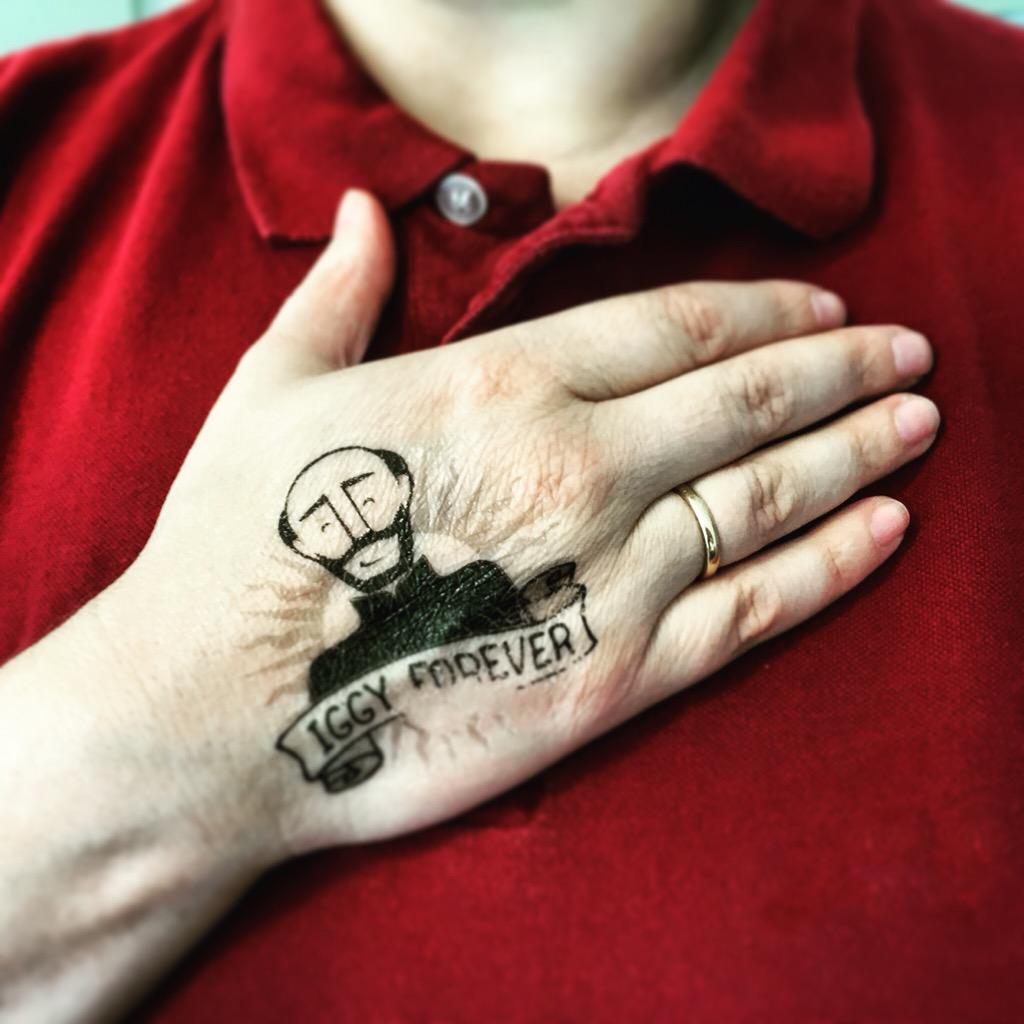 MT: Heartfelt Iggy. The tattoo didn't fully survive the hard task of getting my bike out of the shed... #findiggy