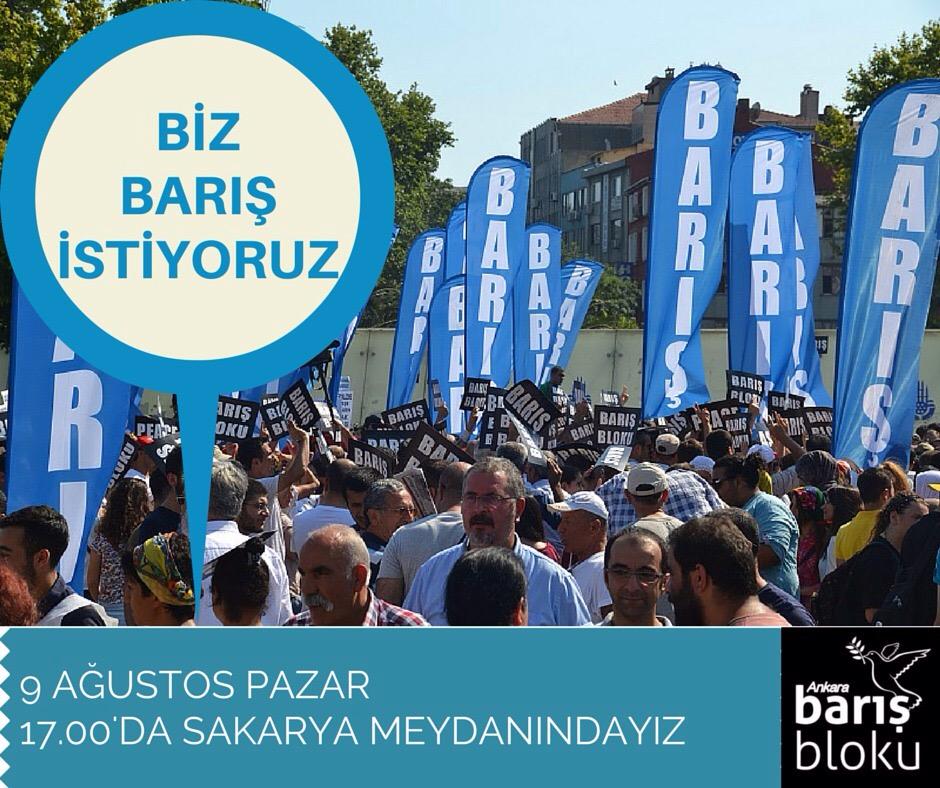 Barış için Buluşuyoruz, Barış için Sesimizi Yükseltiyoruz.

9 Ağustos 2015 Pazar
Saat 17.00 Sakarya meydanı