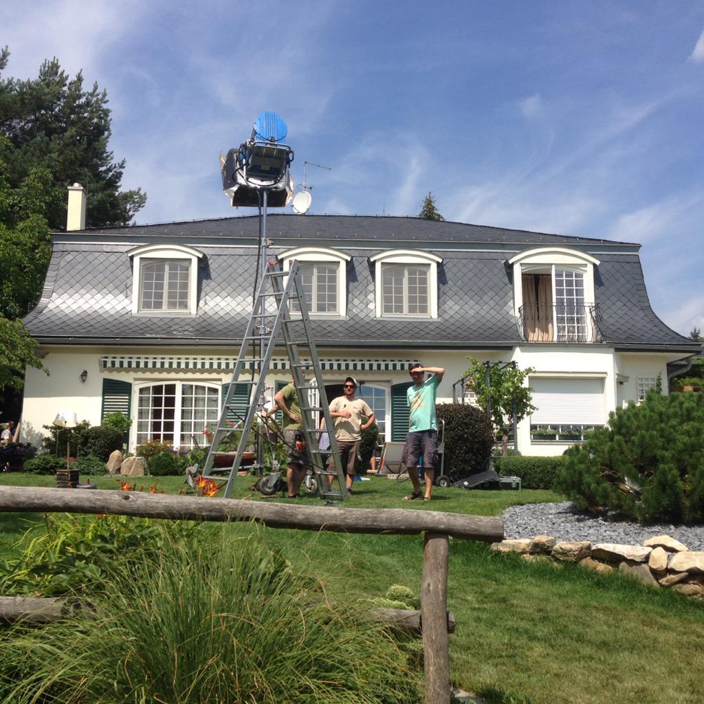 benoitweet's tweet image. My lovely Czech crew lights up a house here in Prague.