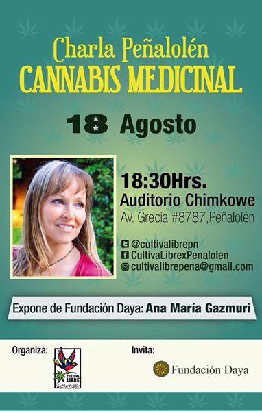 CultivaLibrePN's tweet photo. Charla Sobre #CannabisMedicinal en #Peñalolen martes 18 de Agosto 18:30h Auditorio Chimkowe expone @AnaMariaGazmuri http://t.co/JvCnOl3tTb
