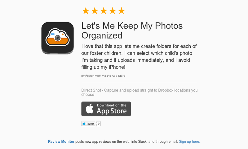 DirectShotApp's tweet photo. 5 Star Review "Let's Me Keep My Photos Organized: I love that this app lets me create folde…" https://t.co/11uUS9gOCQ http://t.co/8NyP1ClsWW