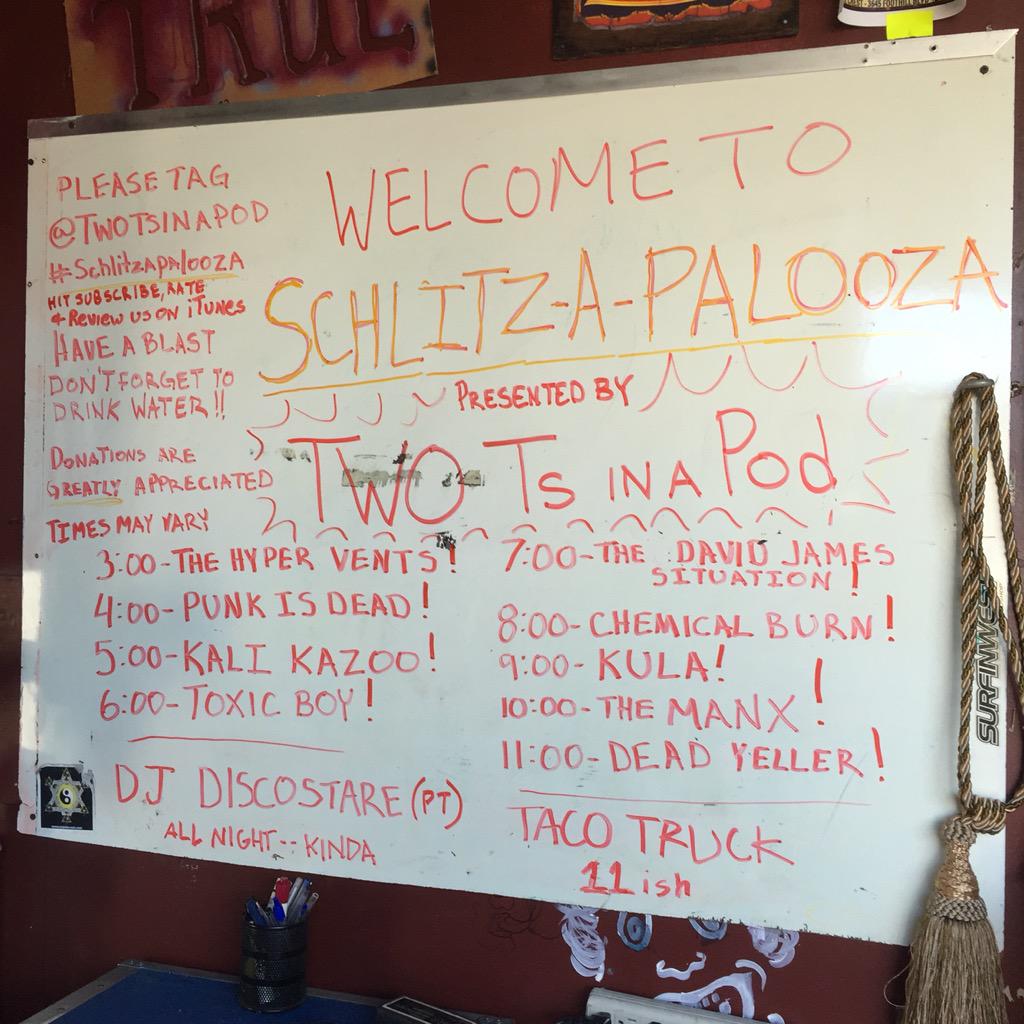 twotsinapodcast's tweet photo. Here's the big board for the day! #schlitzapalooza Taco Truck!! http://t.co/yVcw36twva