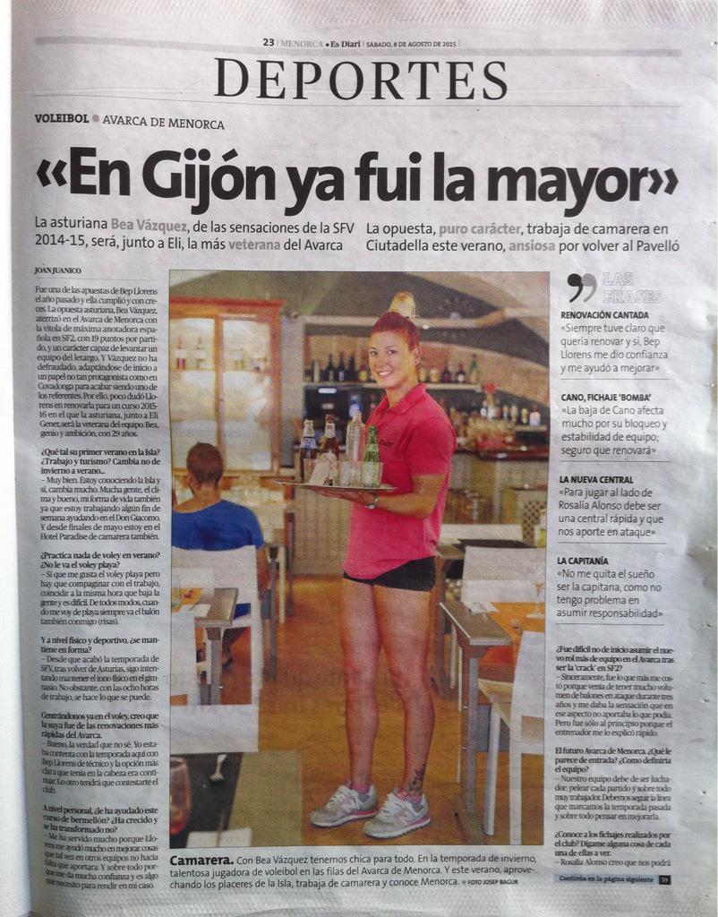 CVCIUTADELLA's tweet photo. Entrevista hoy en @esdiarimenorca  a @BeaVazquez15 @TodovoleySpain @pd_voley @ConsellMenorca @AvarcadeMenorca http://t.co/JS68KWnBTf