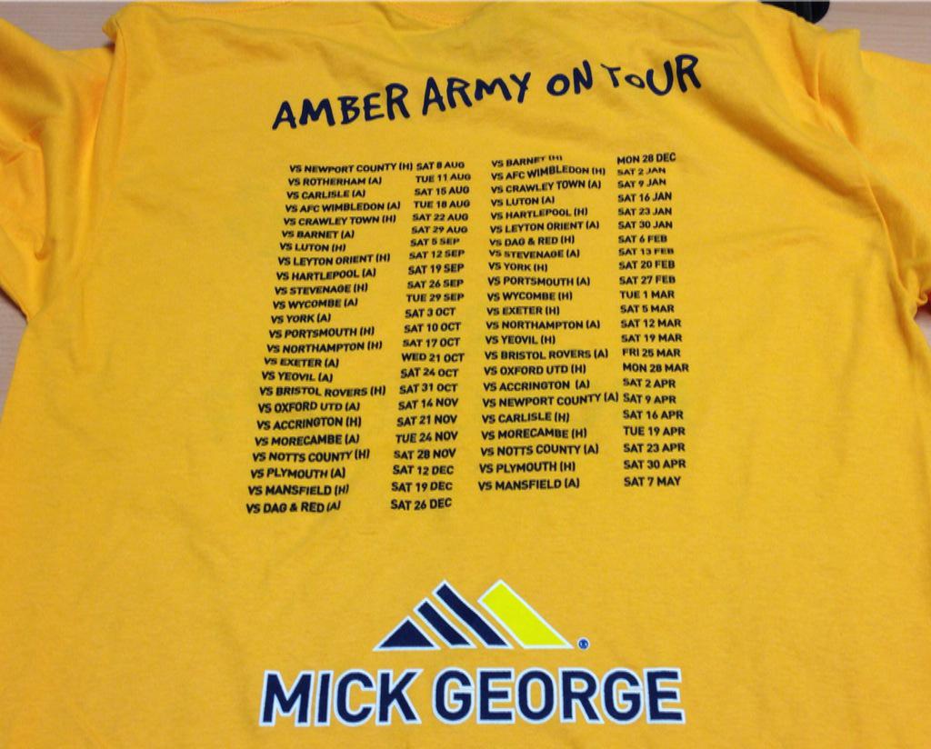 We have five <a href="/CambridgeUtdFC/">Cambridge United FC</a> on tour tshirts left. Retweet for a chance to win one #AmberArmy #3pts #topoftheleague