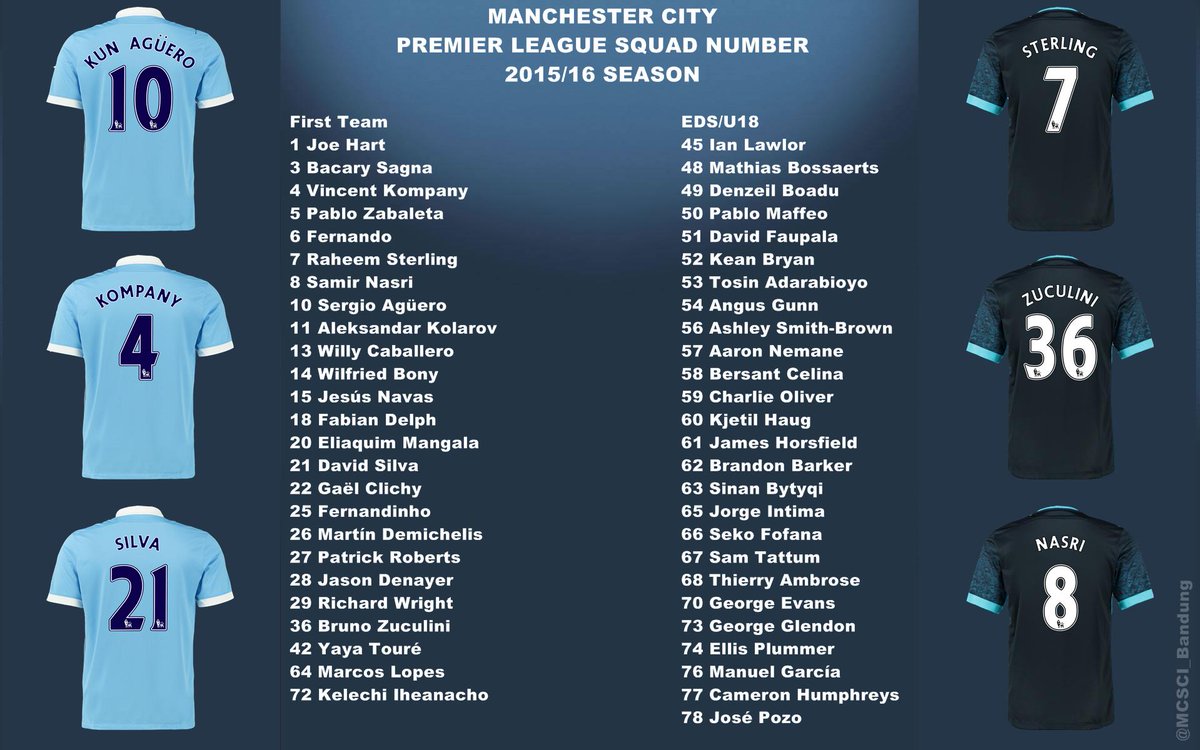 Manchester City Premier League Squad 