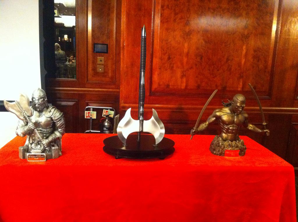 Solarisbooks's tweet photo. Look at these beauties. The pointiest awards in all the land #GemmellAwards #NineWorlds http://t.co/FIRsMoTtT6