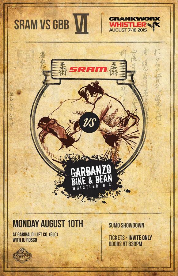 garibaldiliftco's tweet photo. Mon 10 Aug @GarboBikeBean vs @SRAMmtb - #SumoShowdown http://t.co/5EtrWoYPr9 #OrganizedChaos with @DJRosco1 = FUN! http://t.co/H4ITDEiDA7