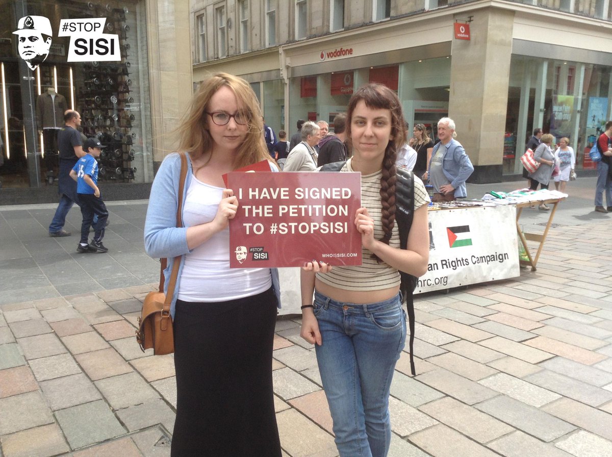 WhoIsSisi's tweet photo. Today, activists in Glasgow held a stall on Buchanan Street to raise awareness about Sisi and his crimes. #StopSisi http://t.co/tUYA506HNC