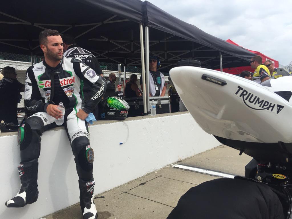 Red Flag. <a href="/BobbyFong50/">Bobby Fong</a> in second. Waiting for officials to call the race. Photo by <a href="/BreeannPoland/">Breeann Poland</a> <a href="/TriumphAmerica/">Triumph Motorcycles</a>