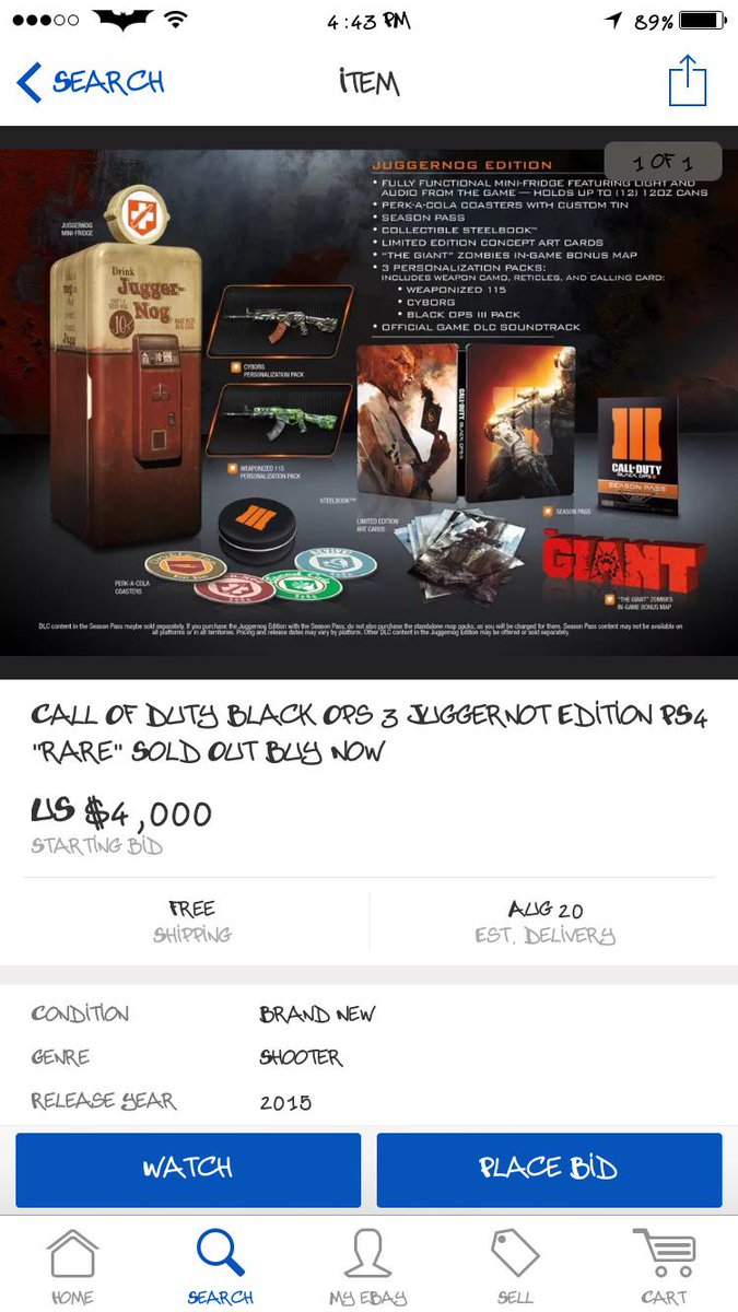 Bruhhhhh $4000 for a Juggernog edition Black Ops 3 edition?!