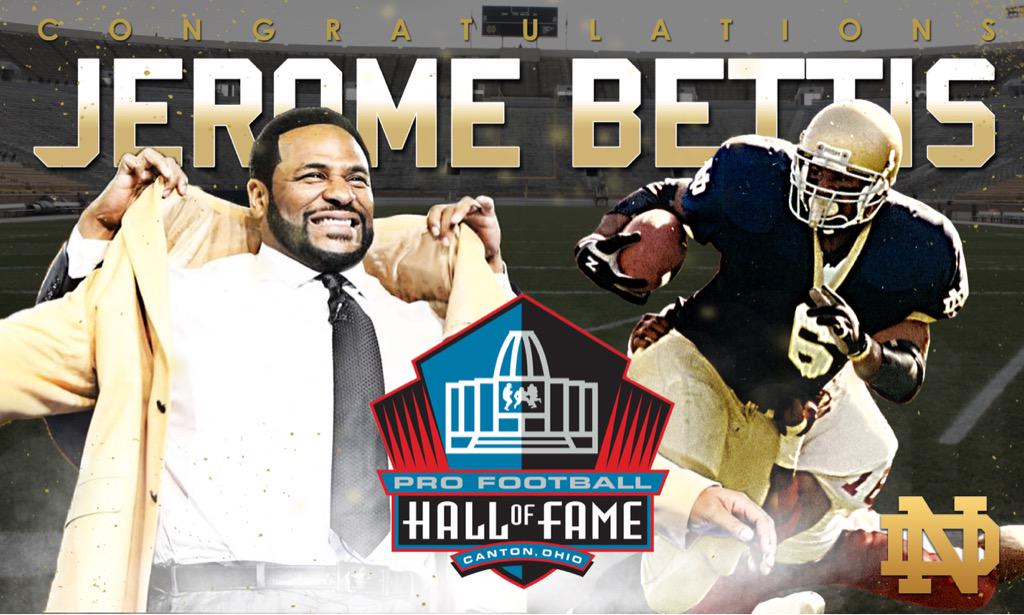FightingIrish's tweet photo. 🏈@JeromeBettis36 &amp; @81TimBrown combined for...

1 Heisman

1 Super Bowl

15 Pro Bowls

And now they're Hall of Famers http://t.co/L2IhU8Qa4H