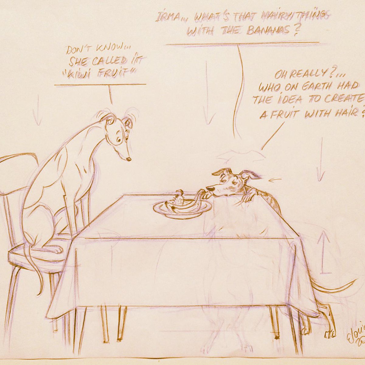 LaFrenchGlo's tweet photo. #CartierTheWhippet The Hairy Fruit
#Illustration #Sketch #prelimdraw #whippet #dogs #comics #chiens http://t.co/DjKgkrJtKw
