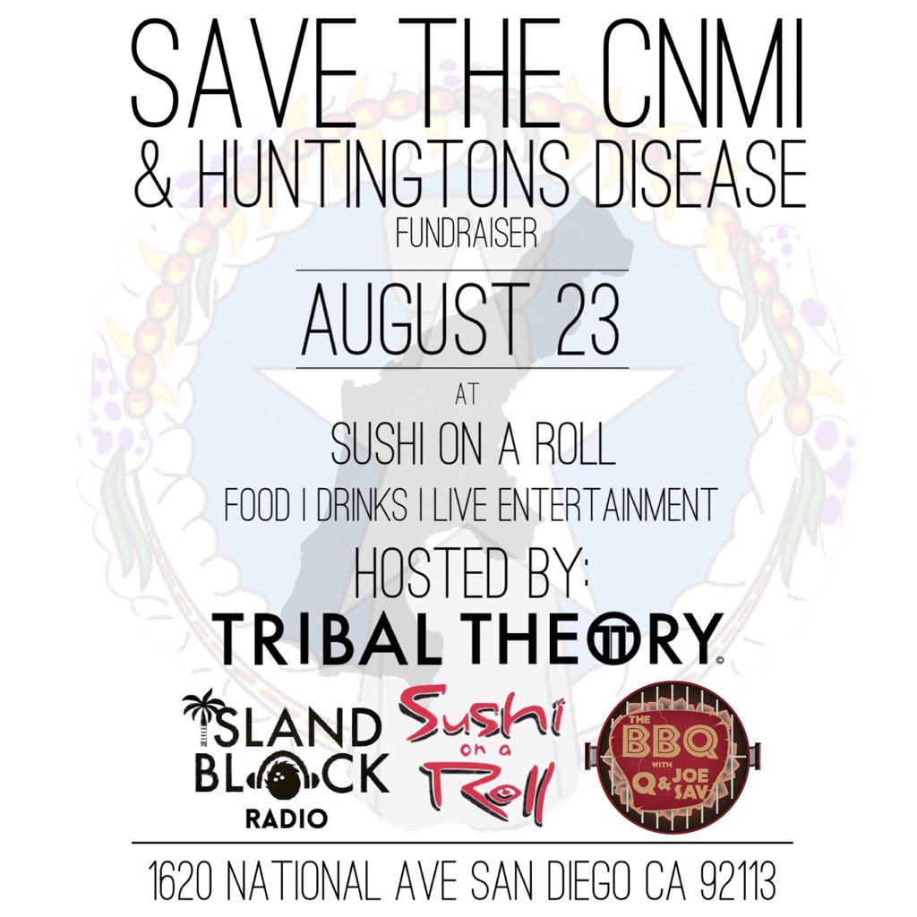tribaltheory's tweet image. SAVE THE DATE 🇲🇵🇲🇵🇲🇵

August 23rd | San Diego | SOAR Sushi

#MANHITACHAMORU #SaveTheCNMI #CureHuntingtons