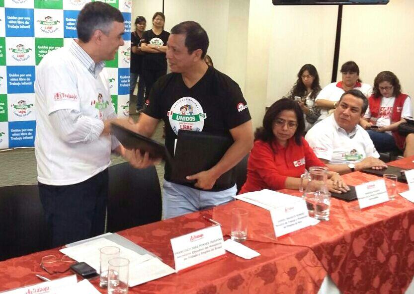 #Ahora Perú y Brasil suscriben acta de compromiso para erradicar el trabajo infantil en sus fronteras.