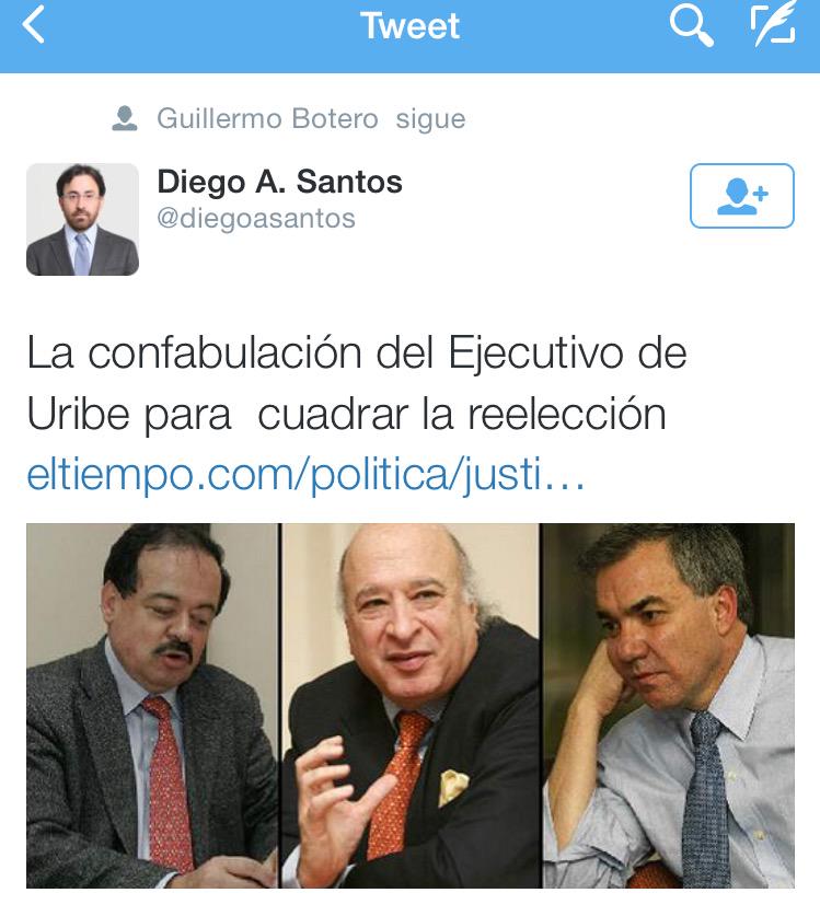 cmbustamante's tweet photo. Qué belleza!! Nuevo director de @twitter Colombia, familiar de JMS es más AntiUribista que Cepeda. Preparados todos? http://t.co/PfCMfxyMFT