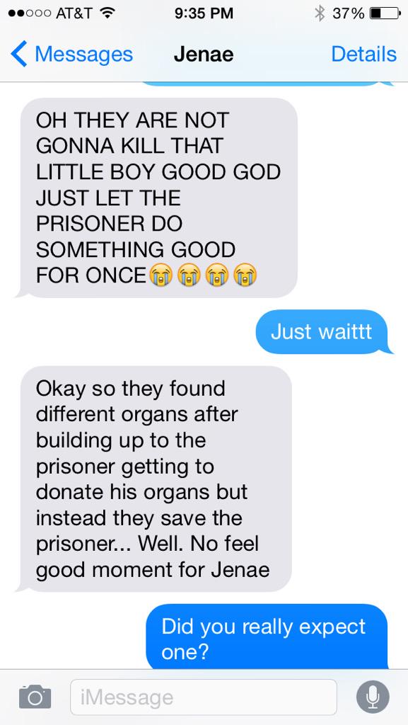 jaci_brooke's tweet photo. I'm so glad @justjenae is watching Grey's Anatomy. And her reactions are great. http://t.co/1akt1gc0O1