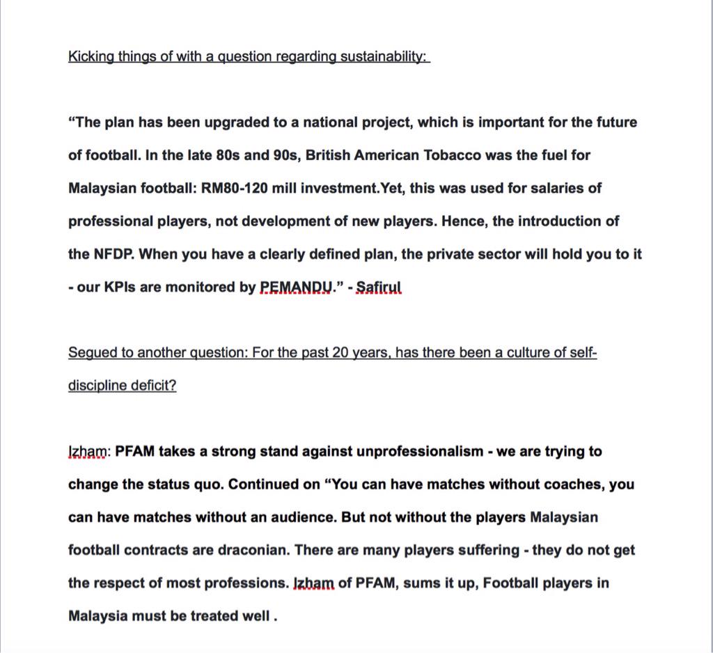 padangbolasepak's tweet image. Partial Transcript of the Panel on Malaysian Football:The Next Step on feat @SafirulAbuBakar @izham17 #MSLS2015 @UKEC