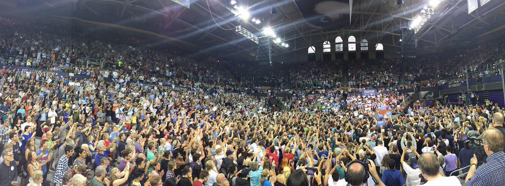 12,000 people inside the arena and an overflow crowd of 3,000 people outside for <a href="/BernieSanders/">Bernie Sanders</a> rally in Seattle.