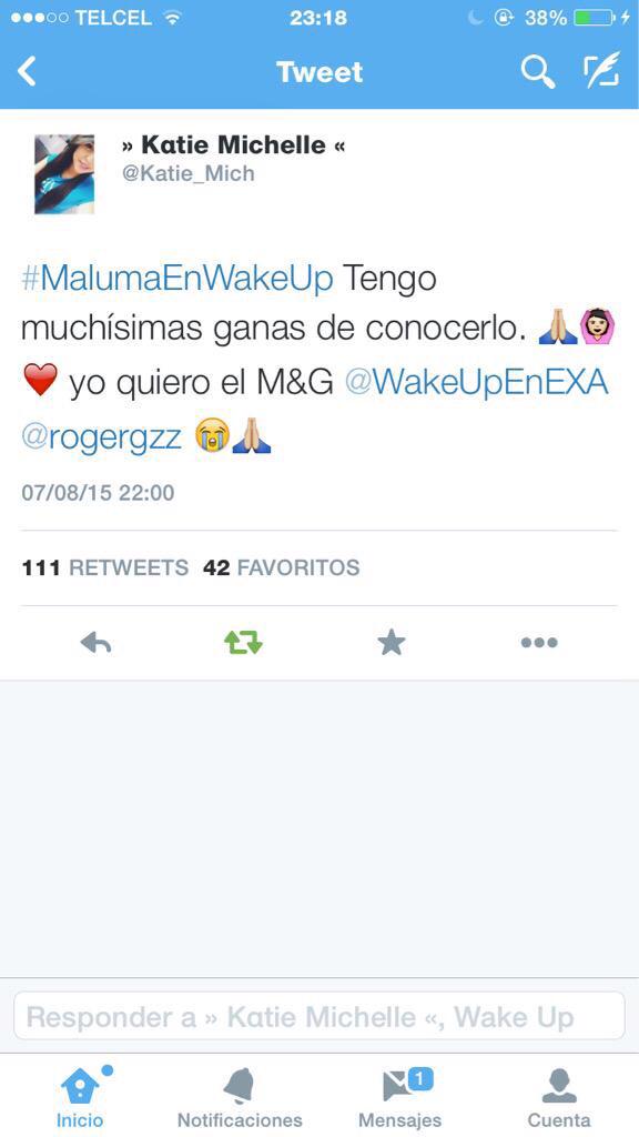 katymich_'s tweet photo. Se borro mi tweet pero aquí vamos de nuevo. 💃🏻😭🙏🏼 quiero ese M&amp;G por favor. 😍😭 @WakeUpEnEXA @rogergzz #MalumaEnWakeUp http://t.co/JVlRi5linv