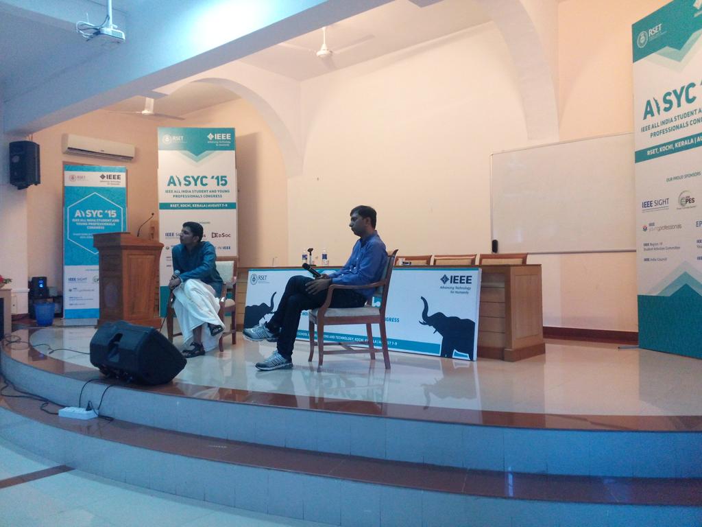 i_bmj's tweet photo. That's @rarjunpillai and @alokg 
#Profoundis
#Redbus 
#Freecharge 
#SAIF
#Merclain  
#AISYC http://t.co/AdWuugU0DF