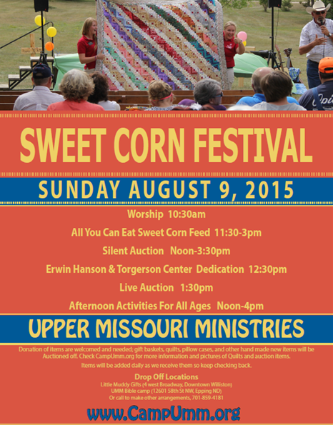 Sweet Corn Festival TODAY!!!!!!! Starts at 10:30 with activities throughout the day.   CampUmm.org