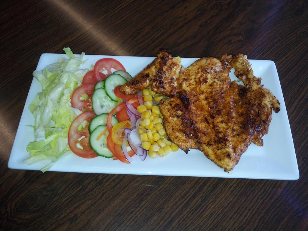 HowToGD's tweet image. Piri-piri chicken steak with salad.