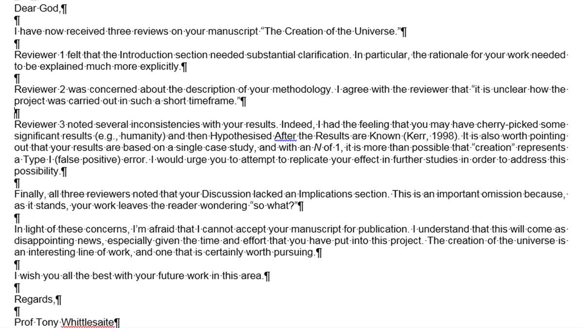 academiccomics's tweet photo. God Gets Rejected #Peerreview #Publication #Academia #AcWri #highered #PhD #phdchat #PhDForum #academia #university http://t.co/Eo7KvVYVi0