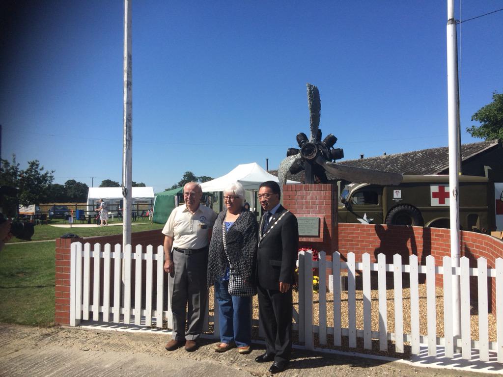 A surprise visit from the family of one of the great men that flew from here in WWII (centre), with our town's mayor