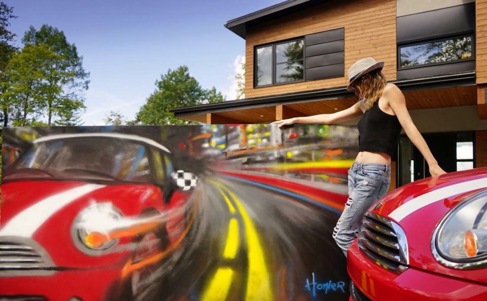 ClubMiniQuebec's tweet image. Now this is a MINIAC.  #clubminiquebec member paints a canvas of her MINI. @MINICanada @MINI