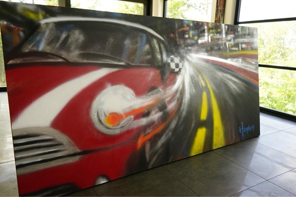 ClubMiniQuebec's tweet image. Now this is a MINIAC.  #clubminiquebec member paints a canvas of her MINI. @MINICanada @MINI