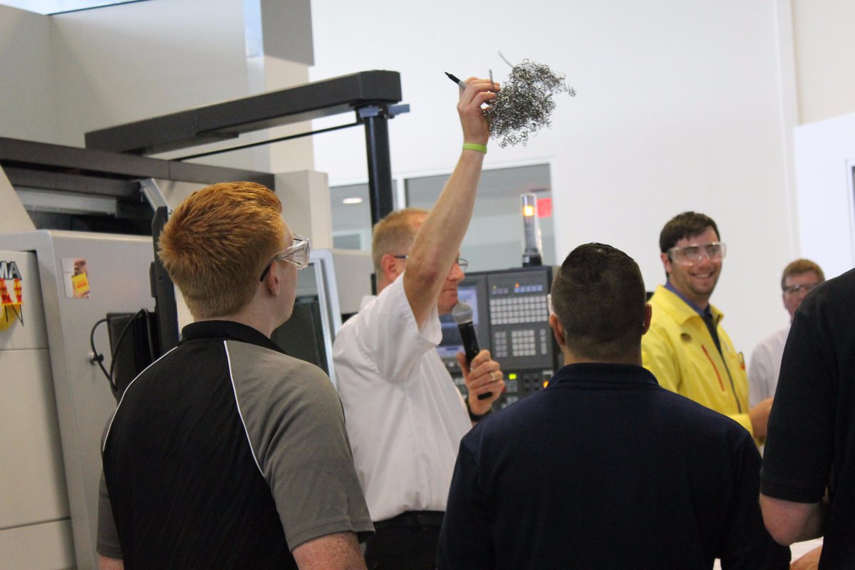 SandvikCoro_US's tweet photo. John W. has #conquered the chips! Day 1 of #advancedturning #mfg has kicked off at #SandvikCoromant http://t.co/2Sw6wPvhF6