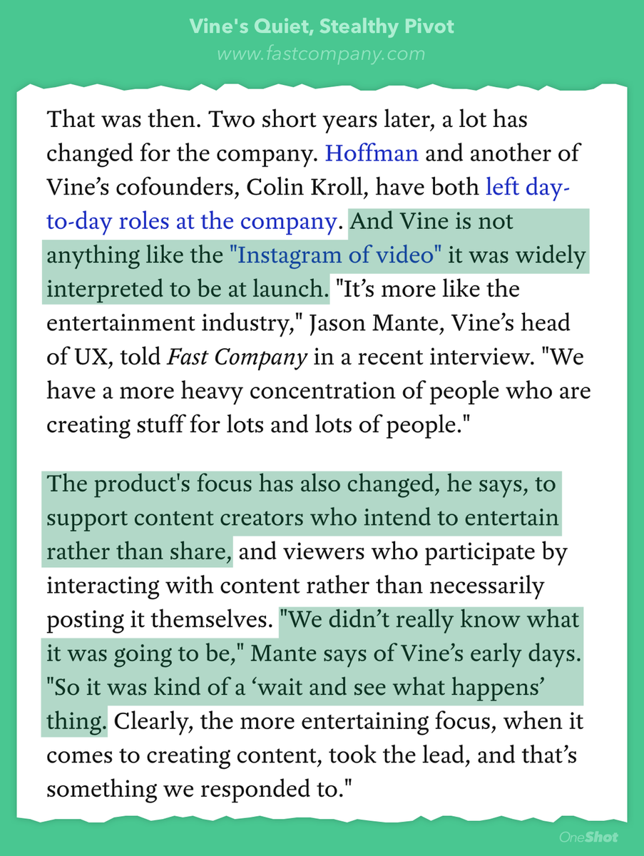 mgsiegler's tweet photo. Vine ended up a great example of putting out something interesting and users dictating usage.  http://t.co/yg4jr2aGJq http://t.co/pufVxdXCCn