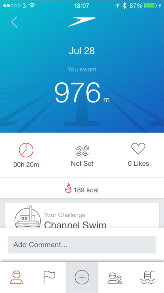 First swim of the week. 5 hours of water polo on Sunday left me totally exhausted. #applewatch still ✅