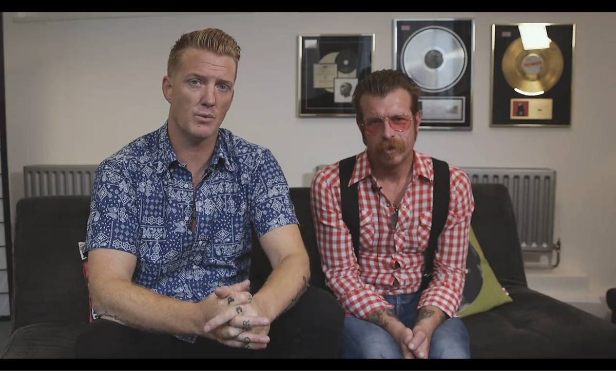 NME's tweet photo. Watch Josh Homme &amp; Jesse Hughes - "The new @EODMofficial album is going to end global warming" http://t.co/mWBXH9gjp7 http://t.co/TdaDksBMip