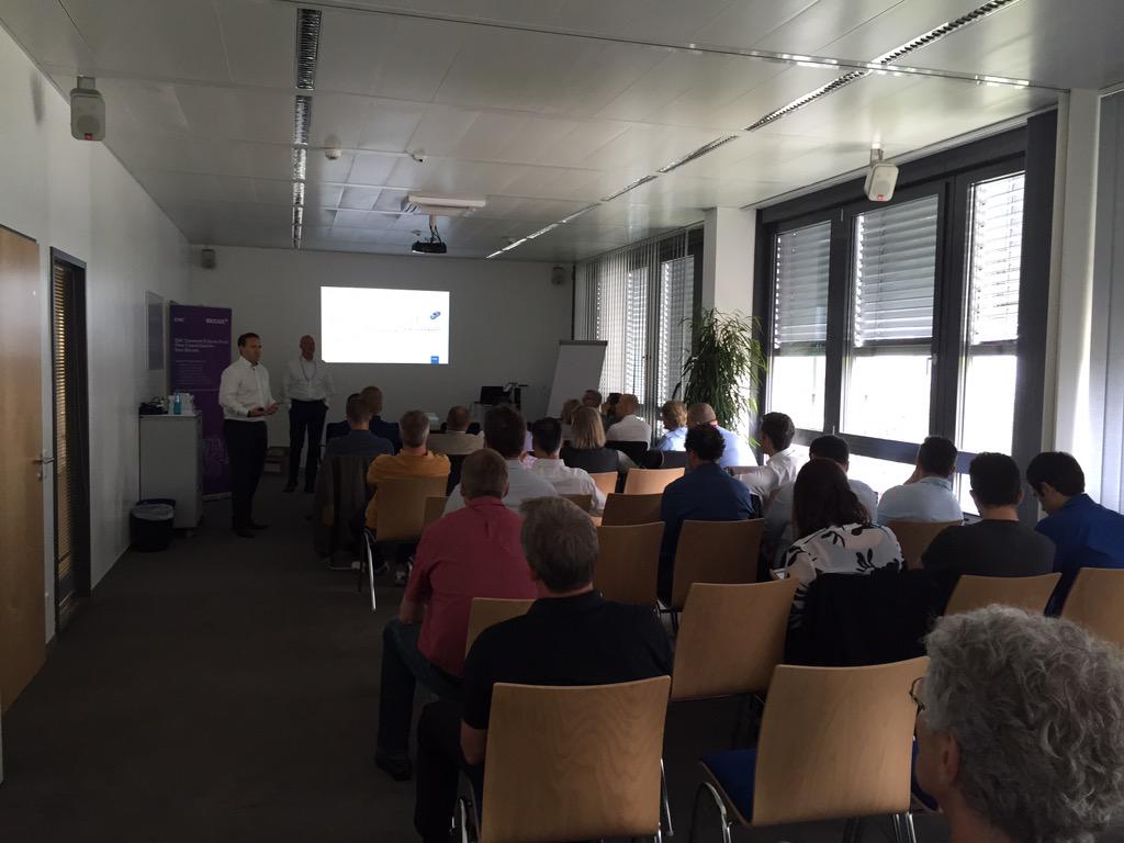 ElkeStei's tweet photo. Full House in Munich #vSEForum @EMCcorp Heiko and Rolf - we make IT real! @HWachtersbach @DinkoEror http://t.co/YJmIn4KvZy