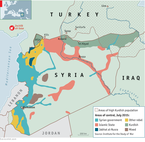 TheEconomist's tweet photo. Turkey has finally launched an attack on IS. So why is America still nervous?  http://t.co/oJoTkCfEcU http://t.co/Z2EXy4QIEd