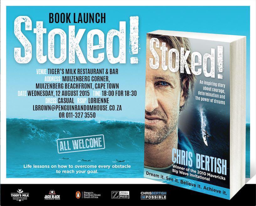 Big wave legend Chris Bertish launching his book STOKED! #TigersMilkMuizenberg 12/08. Book now! <a href="/Bingsbru/">Bings Bru</a> <a href="/deon_bing/">Deon Bing</a>