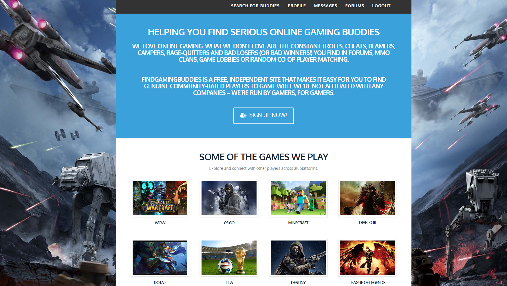 Find a Game website