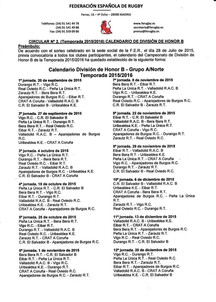 LaUnicaRugby's tweet photo. Calendario #DHB2015/2016 http://t.co/eqOcsUrfSL
