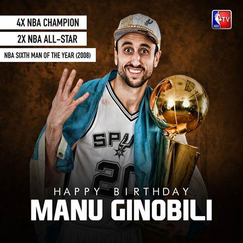 Join us in wishing Manu Ginobili a Happy Birthday! from the The San Antonio Spurs guard turns 37 today. 